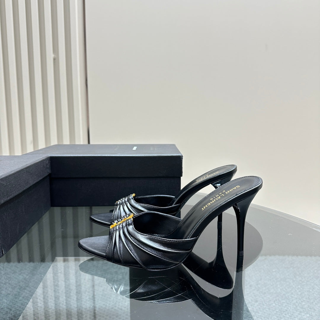 Leather Heeled Mules